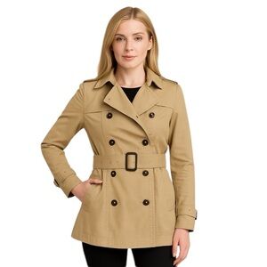 Banana Republic Classic Khaki Double-Breasted Preppy Capsule Trench Coat Size 2